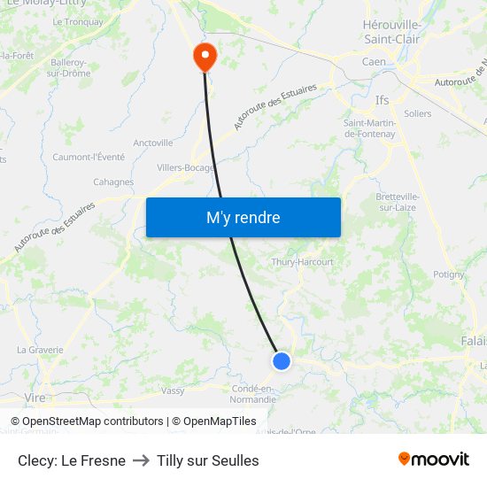 Clecy: Le Fresne to Tilly sur Seulles map