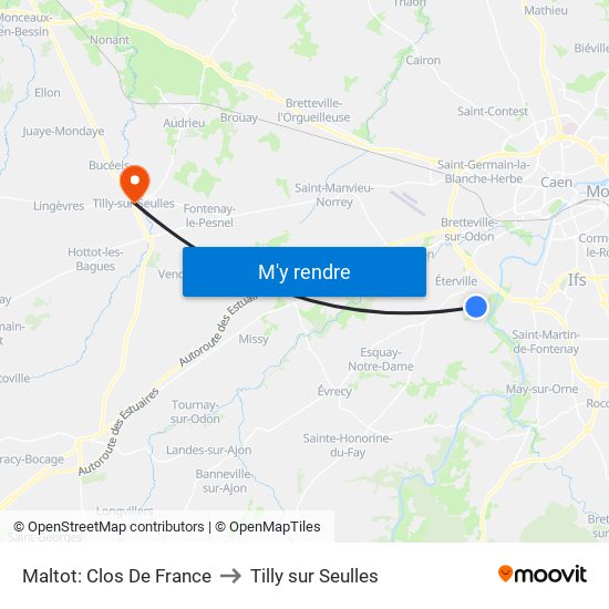 Maltot: Clos De France to Tilly sur Seulles map
