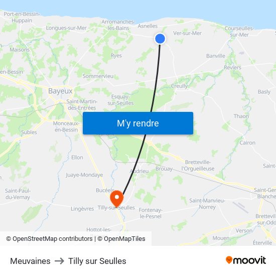 Meuvaines to Tilly sur Seulles map