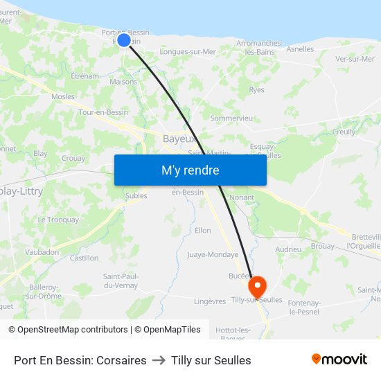 Port En Bessin: Corsaires to Tilly sur Seulles map