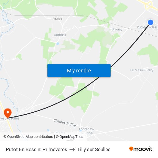 Putot En Bessin: Primeveres to Tilly sur Seulles map