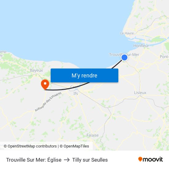 Trouville Sur Mer: Église to Tilly sur Seulles map