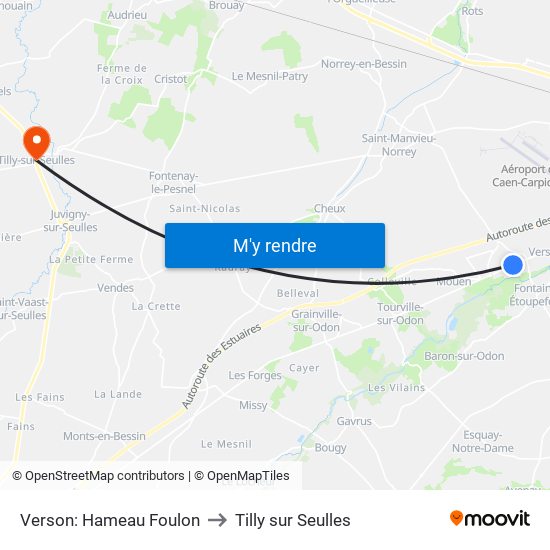 Verson: Hameau Foulon to Tilly sur Seulles map