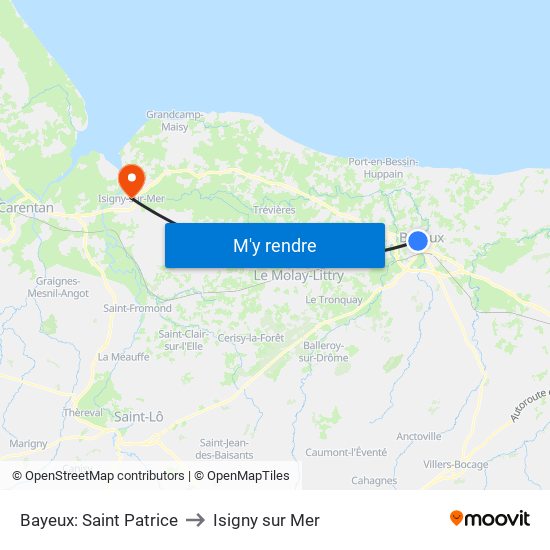 Bayeux: Saint Patrice to Isigny sur Mer map