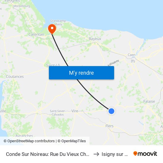 Conde Sur Noireau: Rue Du Vieux Château to Isigny sur Mer map