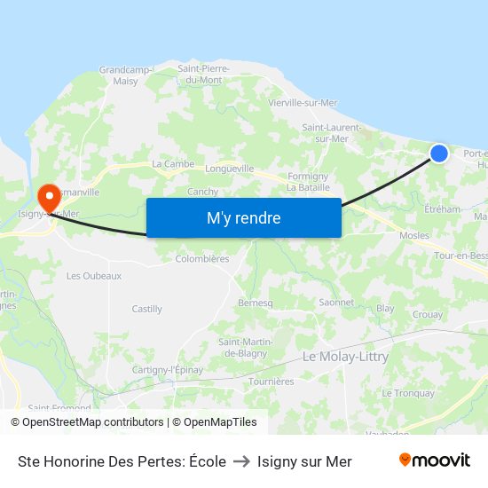 Ste Honorine Des Pertes: École to Isigny sur Mer map