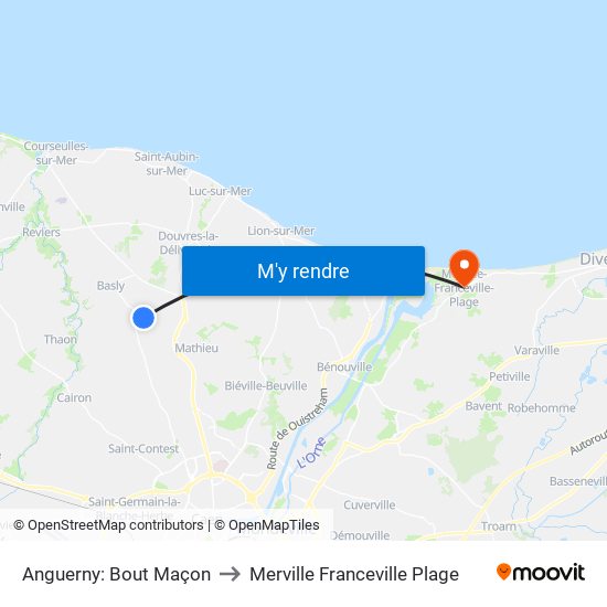 Anguerny: Bout Maçon to Merville Franceville Plage map