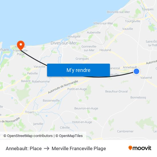 Annebault: Place to Merville Franceville Plage map