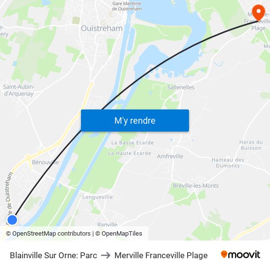 Blainville Sur Orne: Parc to Merville Franceville Plage map