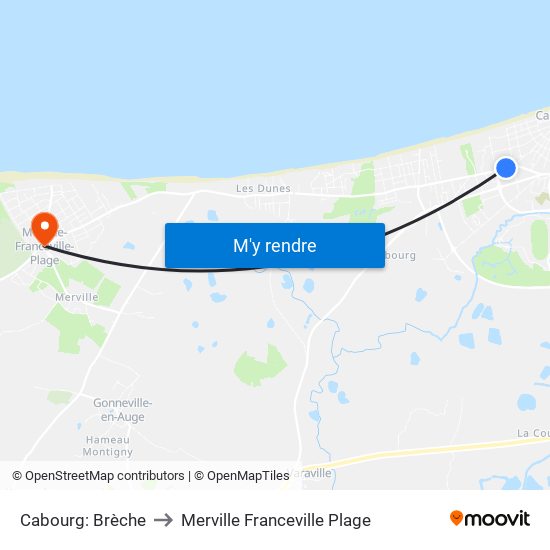 Cabourg: Brèche to Merville Franceville Plage map