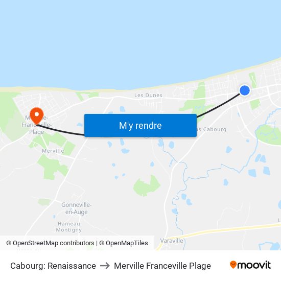 Cabourg: Renaissance to Merville Franceville Plage map