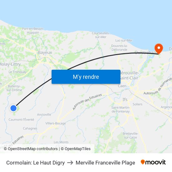 Cormolain: Le Haut Digry to Merville Franceville Plage map