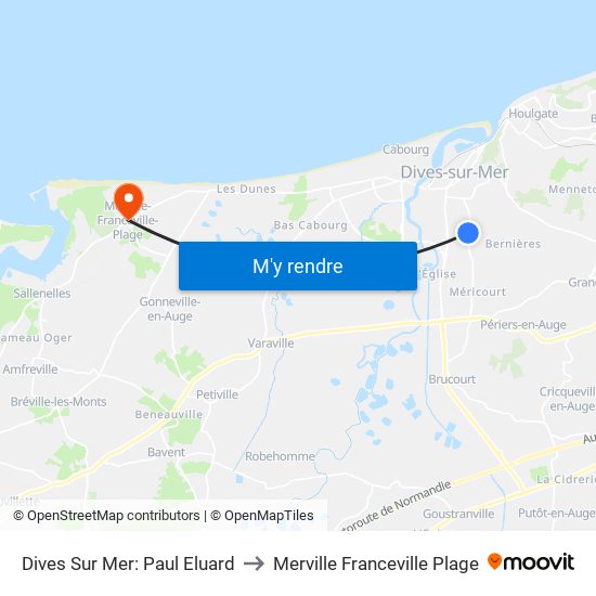 Dives Sur Mer: Paul Eluard to Merville Franceville Plage map