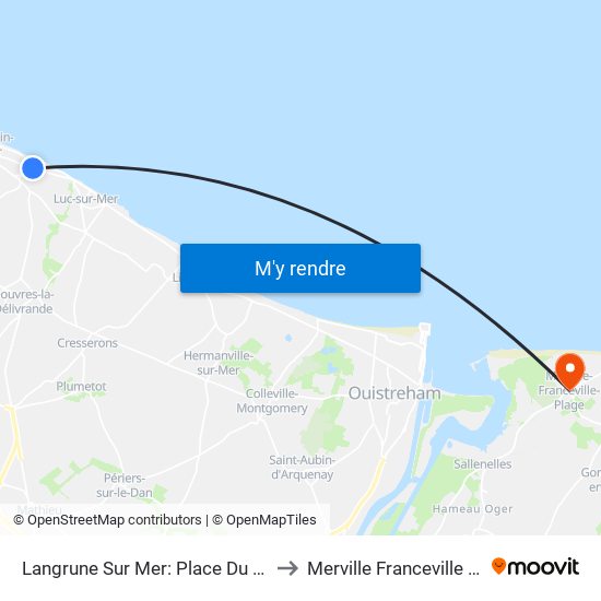 Langrune Sur Mer: Place Du Marché to Merville Franceville Plage map