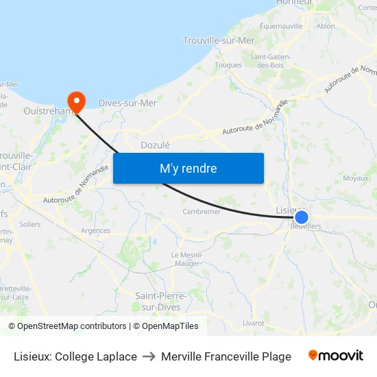 Lisieux: College Laplace to Merville Franceville Plage map