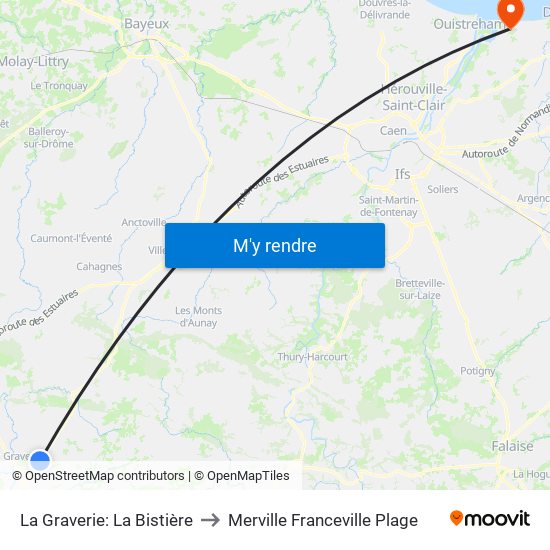 La Graverie: La Bistière to Merville Franceville Plage map