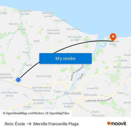 Rots: École to Merville Franceville Plage map