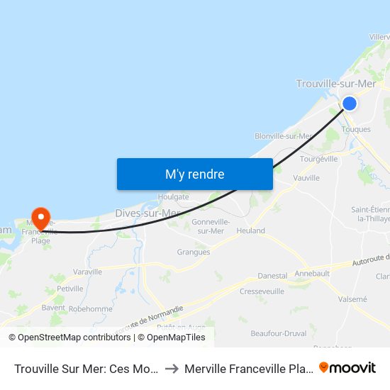 Trouville Sur Mer: Ces Mozin to Merville Franceville Plage map