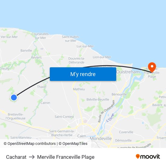 Cacharat to Merville Franceville Plage map