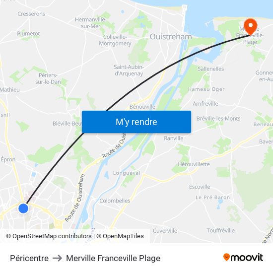 Péricentre to Merville Franceville Plage map