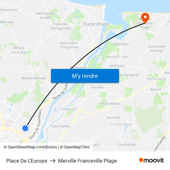 Place De L'Europe to Merville Franceville Plage map