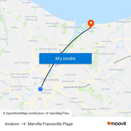 Aviation to Merville Franceville Plage map