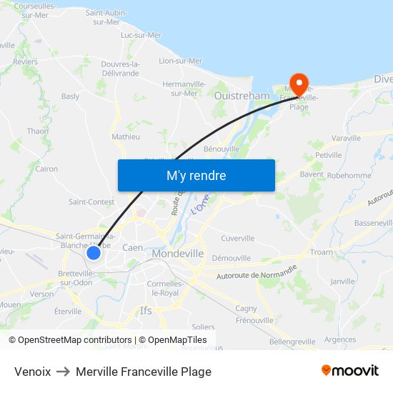 Venoix to Merville Franceville Plage map