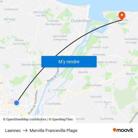 Laennec to Merville Franceville Plage map