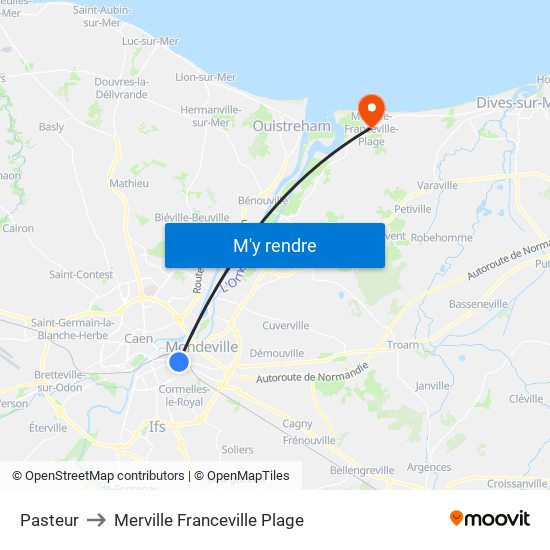 Pasteur to Merville Franceville Plage map