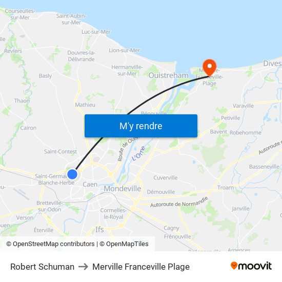 Robert Schuman to Merville Franceville Plage map