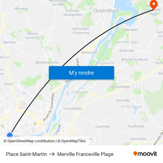 Place Saint-Martin to Merville Franceville Plage map