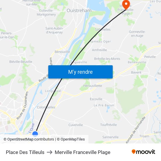 Place Des Tilleuls to Merville Franceville Plage map