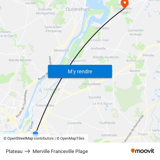 Plateau to Merville Franceville Plage map