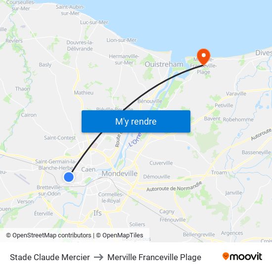 Stade Claude Mercier to Merville Franceville Plage map