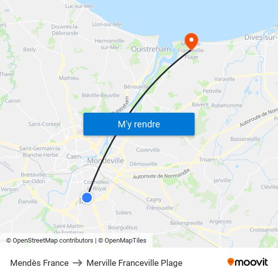 Mendès France to Merville Franceville Plage map