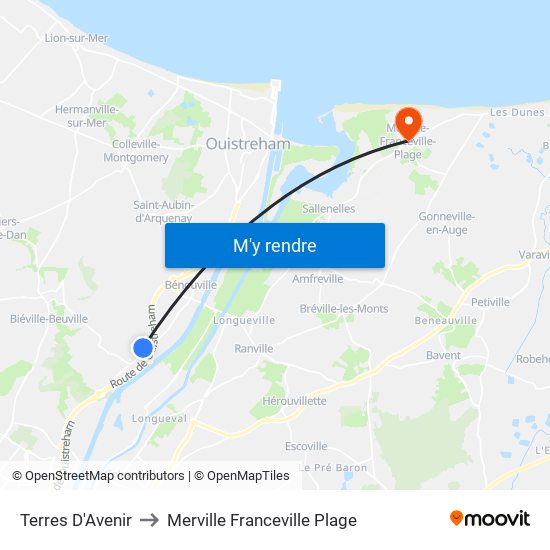 Terres D'Avenir to Merville Franceville Plage map
