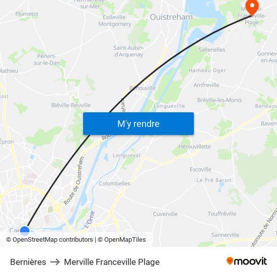 Bernières to Merville Franceville Plage map