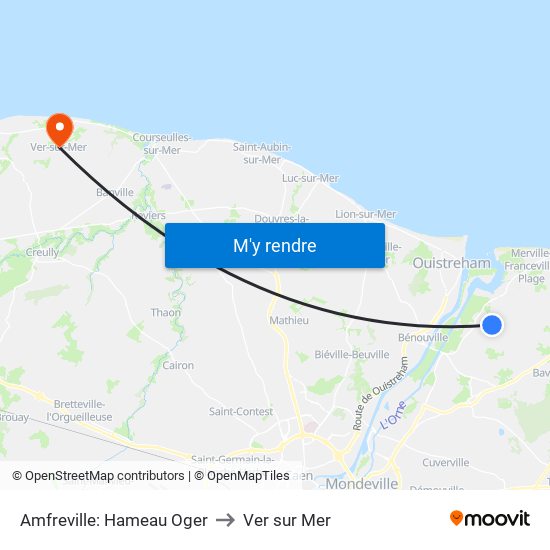 Amfreville: Hameau Oger to Ver sur Mer map