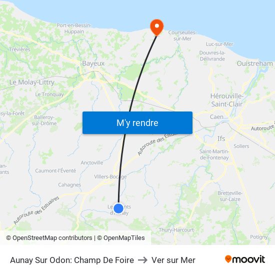 Aunay Sur Odon: Champ De Foire to Ver sur Mer map