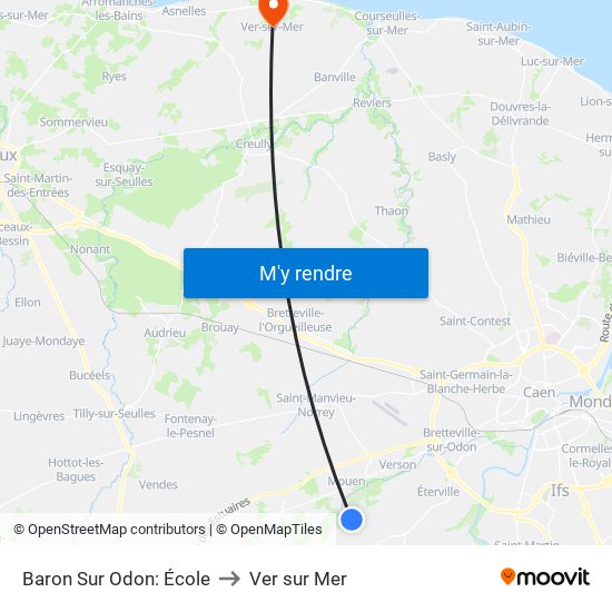 Baron Sur Odon: École to Ver sur Mer map