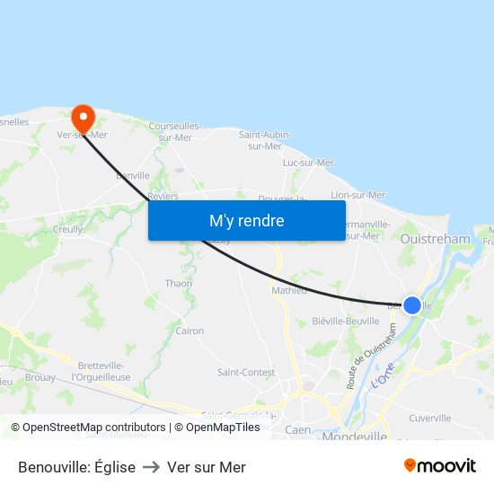 Benouville: Église to Ver sur Mer map