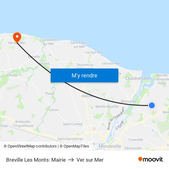 Breville Les Monts: Mairie to Ver sur Mer map