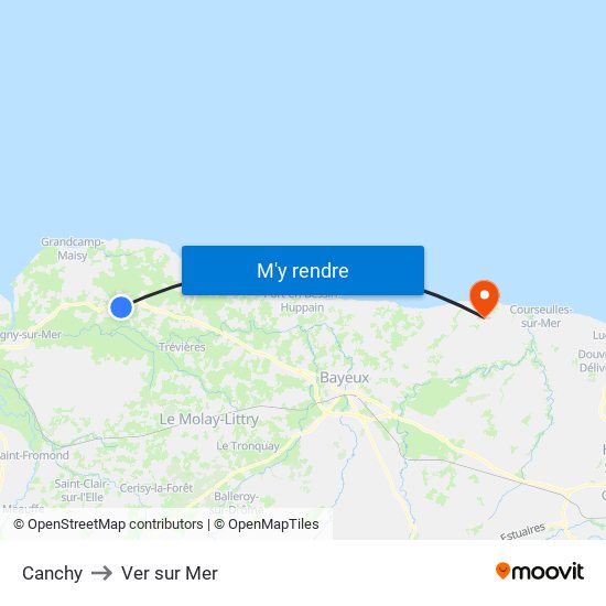Canchy to Ver sur Mer map