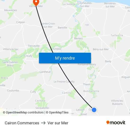 Cairon Commerces to Ver sur Mer map