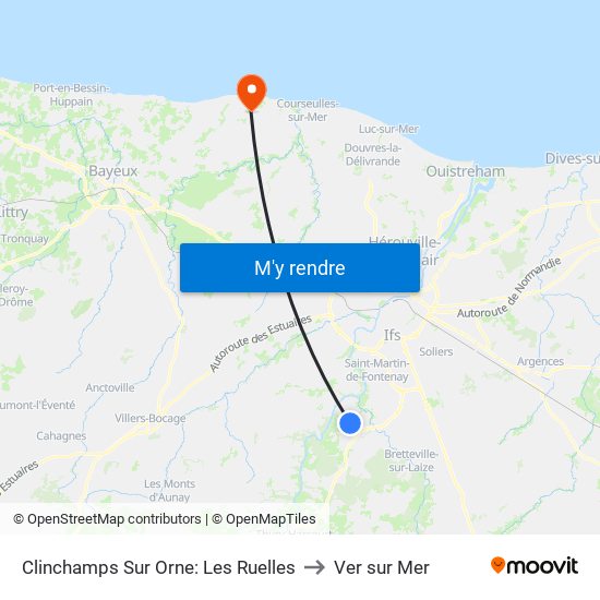 Clinchamps Sur Orne: Les Ruelles to Ver sur Mer map