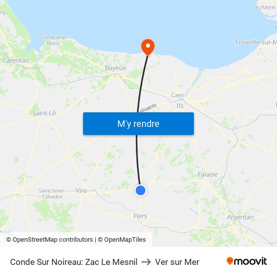 Conde Sur Noireau: Zac Le Mesnil to Ver sur Mer map