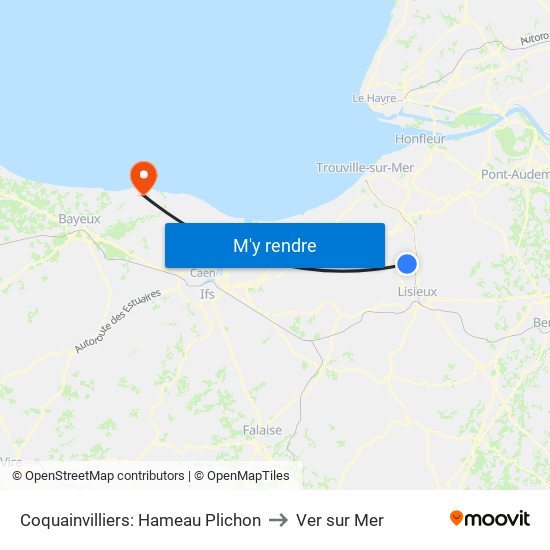 Coquainvilliers: Hameau Plichon to Ver sur Mer map