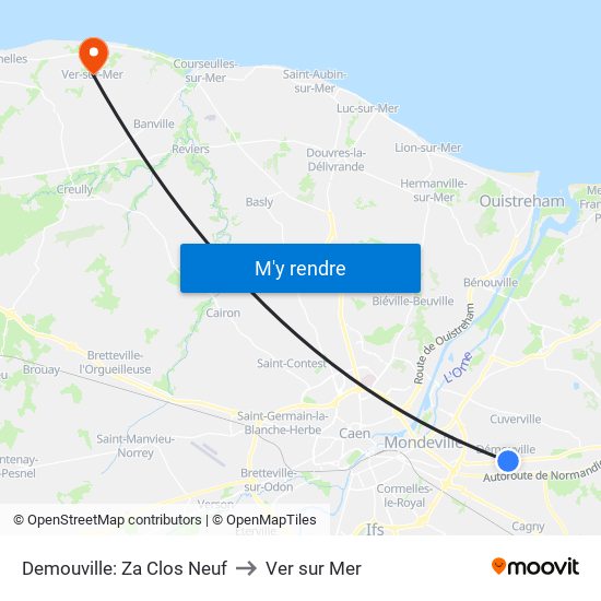 Demouville: Za Clos Neuf to Ver sur Mer map