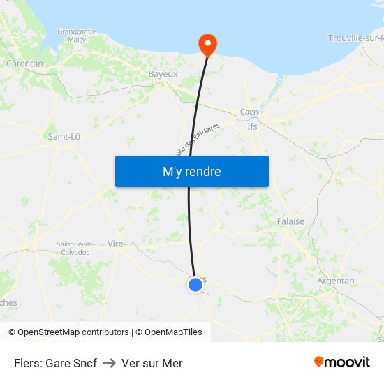 Flers: Gare Sncf to Ver sur Mer map