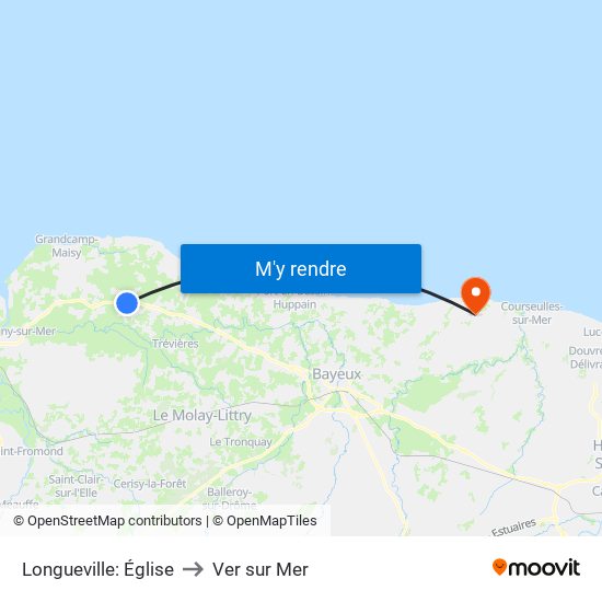 Longueville: Église to Ver sur Mer map
